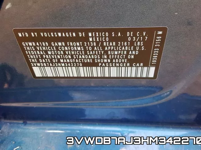 3VWDB7AJ3HM342270 фото 2