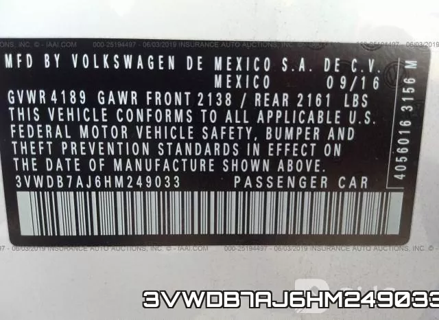 3VWDB7AJ6HM249033 фото 10