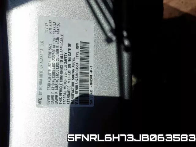 5FNRL6H73JB063583 фото 2
