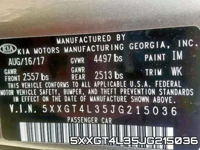 5XXGT4L35JG215036 фото 2