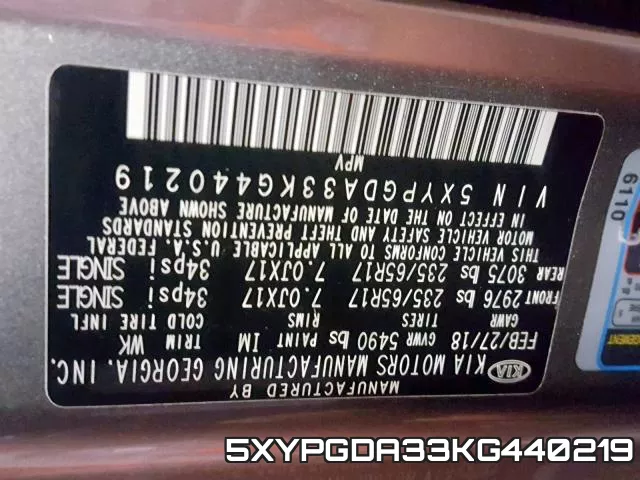 5XYPGDA33KG440219 фото 2