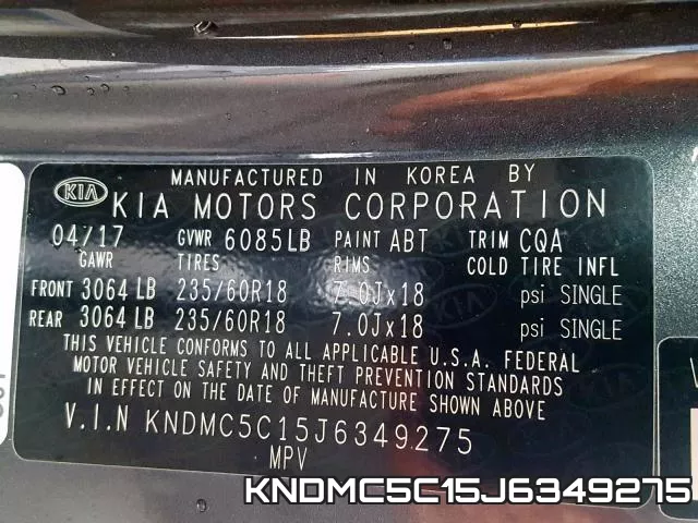KNDMC5C15J6349275 фото 2