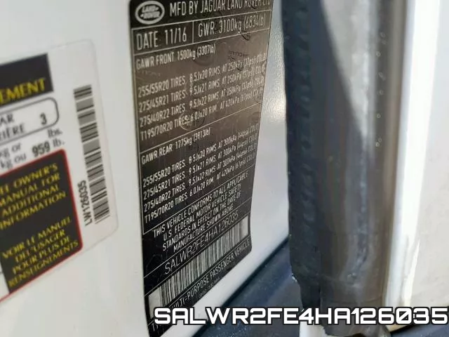 SALWR2FE4HA126035 фото 2