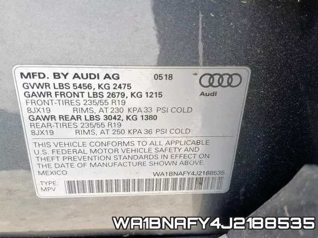 WA1BNAFY4J2188535 фото 2