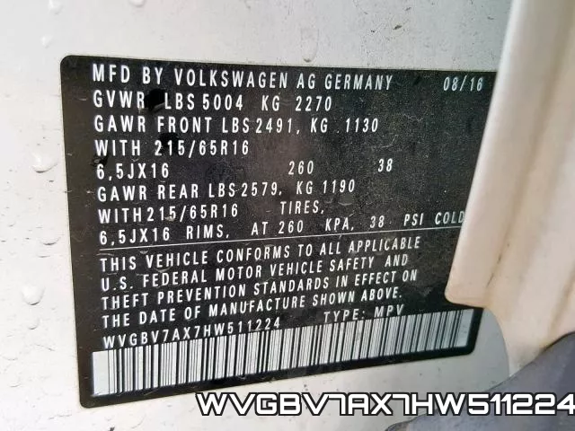 WVGBV7AX7HW511224 фото 2