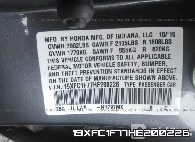 19XFC1F77HE200226 фото 10