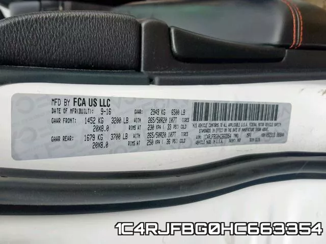 1C4RJFBG0HC663354 фото 2