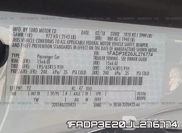 1FADP3E20JL276774 фото 10