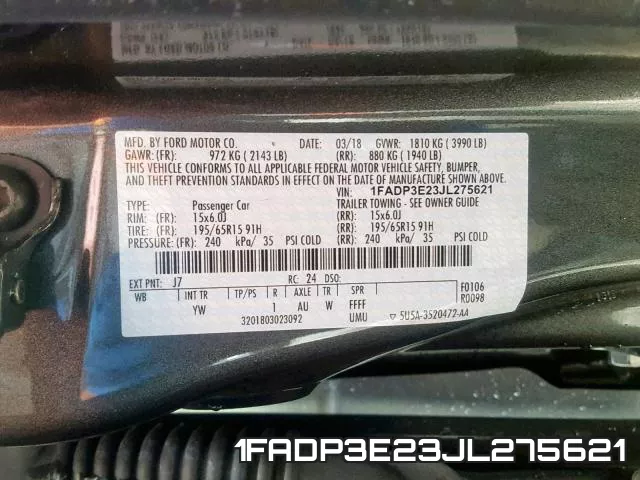 1FADP3E23JL275621 фото 2