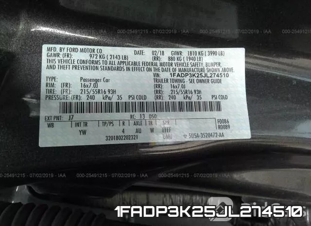 1FADP3K25JL274510 фото 10