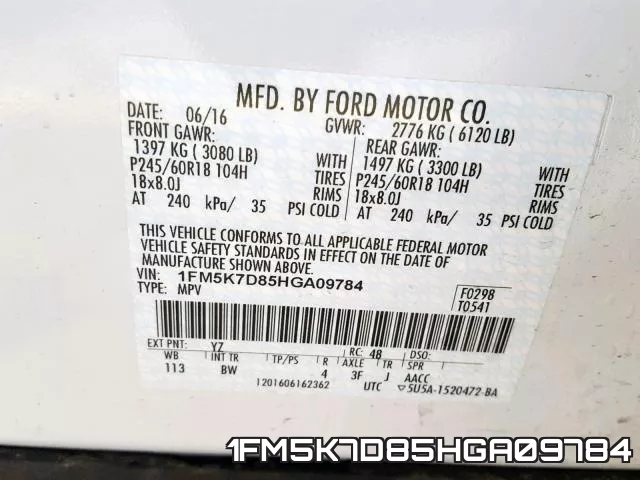 1FM5K7D85HGA09784 фото 2