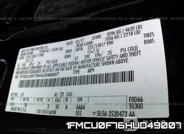 1FMCU0F76HUD49007 фото 10