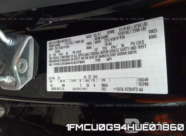1FMCU0G94HUE07860 фото 10