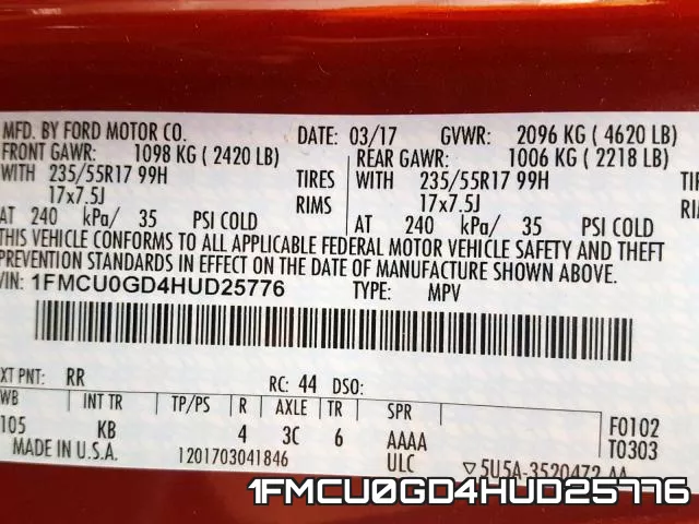 1FMCU0GD4HUD25776 фото 2