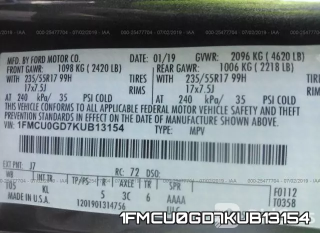 1FMCU0GD7KUB13154 фото 10
