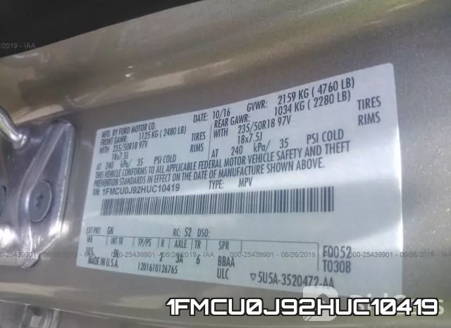 1FMCU0J92HUC10419 фото 10