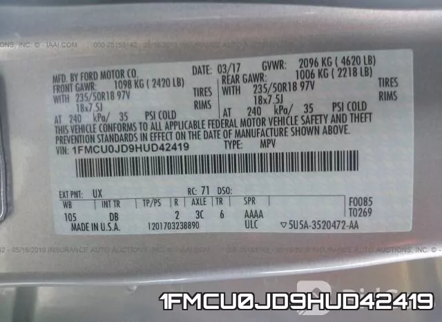 1FMCU0JD9HUD42419 фото 10
