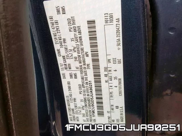 1FMCU9GD5JUA90251 фото 2