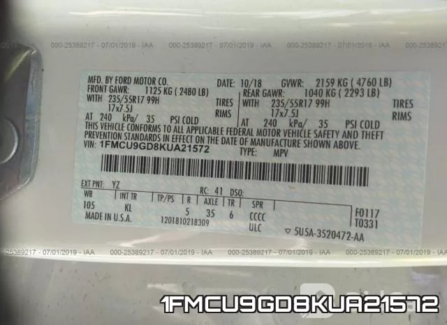 1FMCU9GD8KUA21572 фото 10