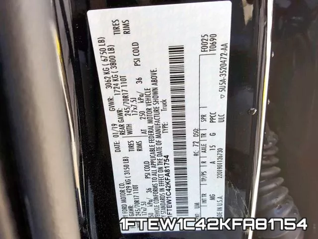 1FTEW1C42KFA81754 фото 2