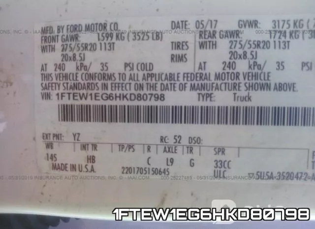 1FTEW1EG6HKD80798 фото 10