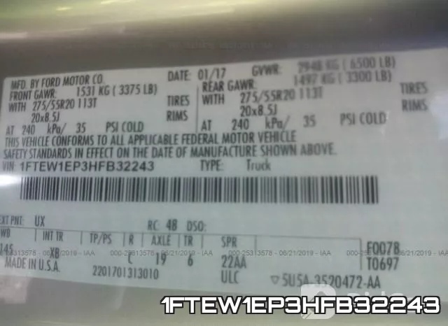 1FTEW1EP3HFB32243 фото 10