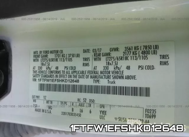 1FTFW1EF5HKD12648 фото 10