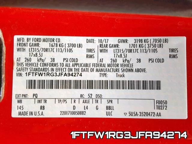 1FTFW1RG3JFA94274 фото 2