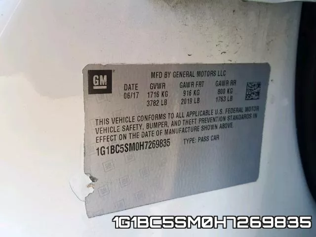 1G1BC5SM0H7269835 фото 2