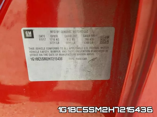 1G1BC5SM2H7215436 фото 2