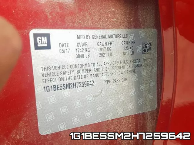 1G1BE5SM2H7259642 фото 2