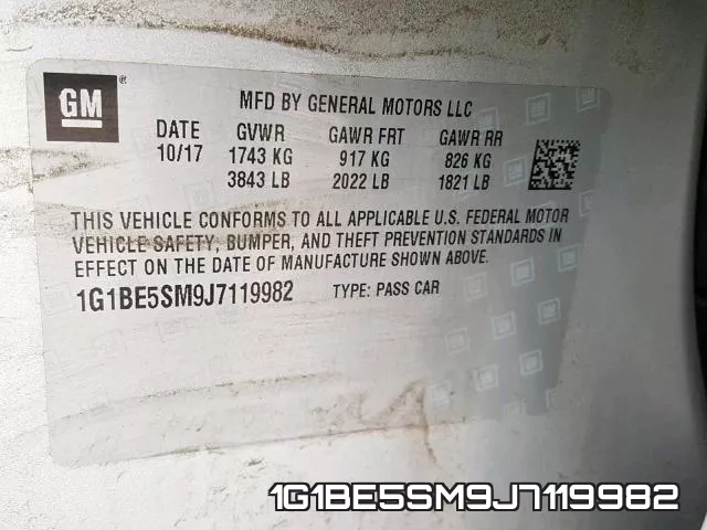 1G1BE5SM9J7119982 фото 2