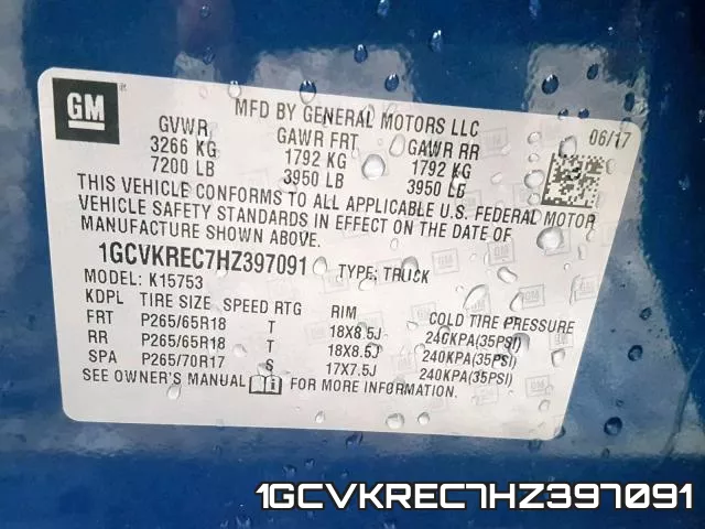 1GCVKREC7HZ397091 фото 2
