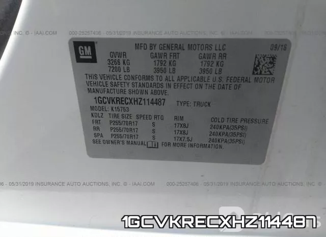 1GCVKRECXHZ114487 фото 10