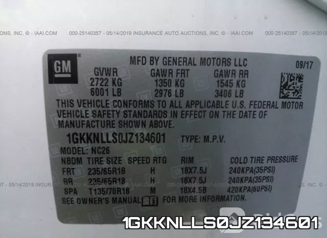 1GKKNLLS0JZ134601 фото 10