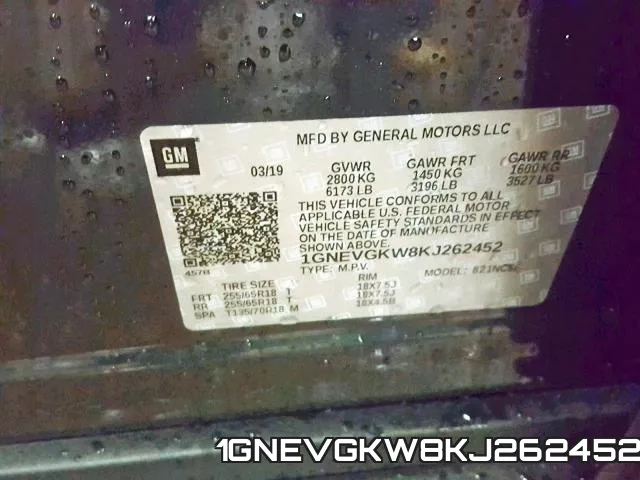 1GNEVGKW8KJ262452 фото 2