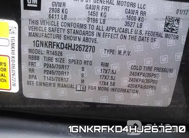 1GNKRFKD4HJ267270 фото 10