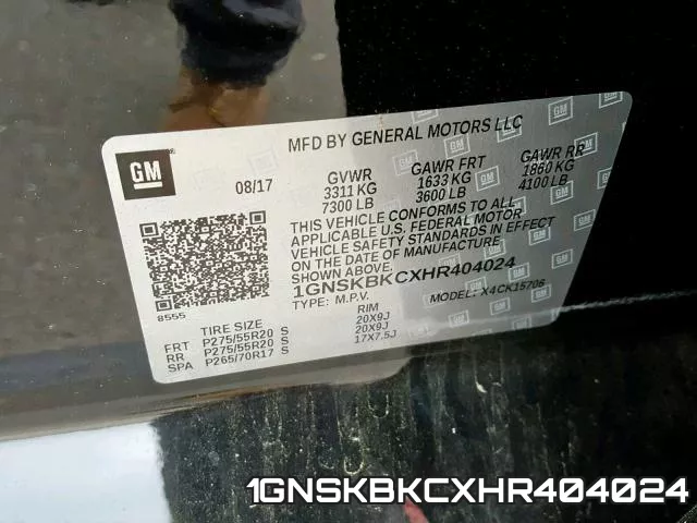1GNSKBKCXHR404024 фото 2