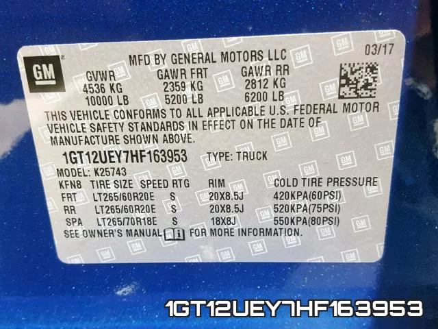 1GT12UEY7HF163953 фото 2