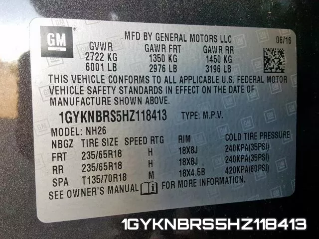 1GYKNBRS5HZ118413 фото 2