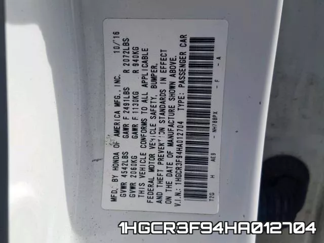 1HGCR3F94HA012704 фото 2