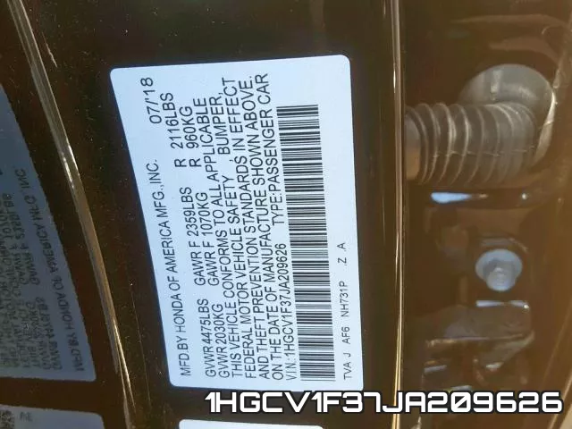 1HGCV1F37JA209626 фото 2