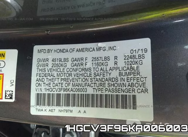 1HGCV3F96KA006003 фото 10