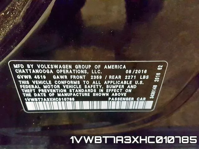 1VWBT7A3XHC010785 фото 2
