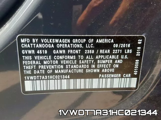 1VWDT7A31HC021344 фото 2