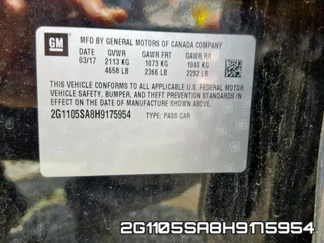 2G1105SA8H9175954 фото 2