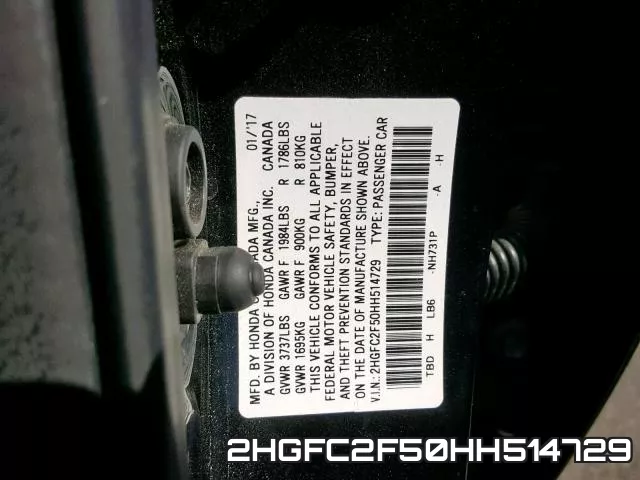 2HGFC2F50HH514729 фото 2