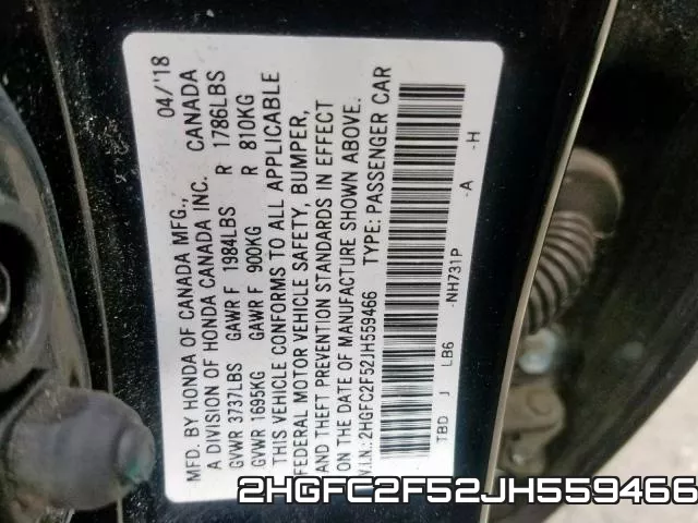2HGFC2F52JH559466 фото 2