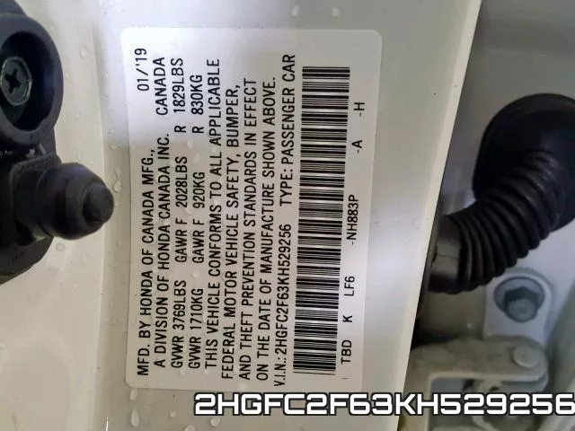 2HGFC2F63KH529256 фото 2