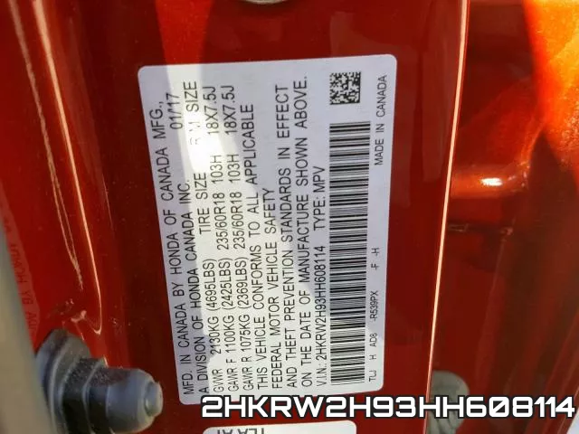 2HKRW2H93HH608114 фото 2